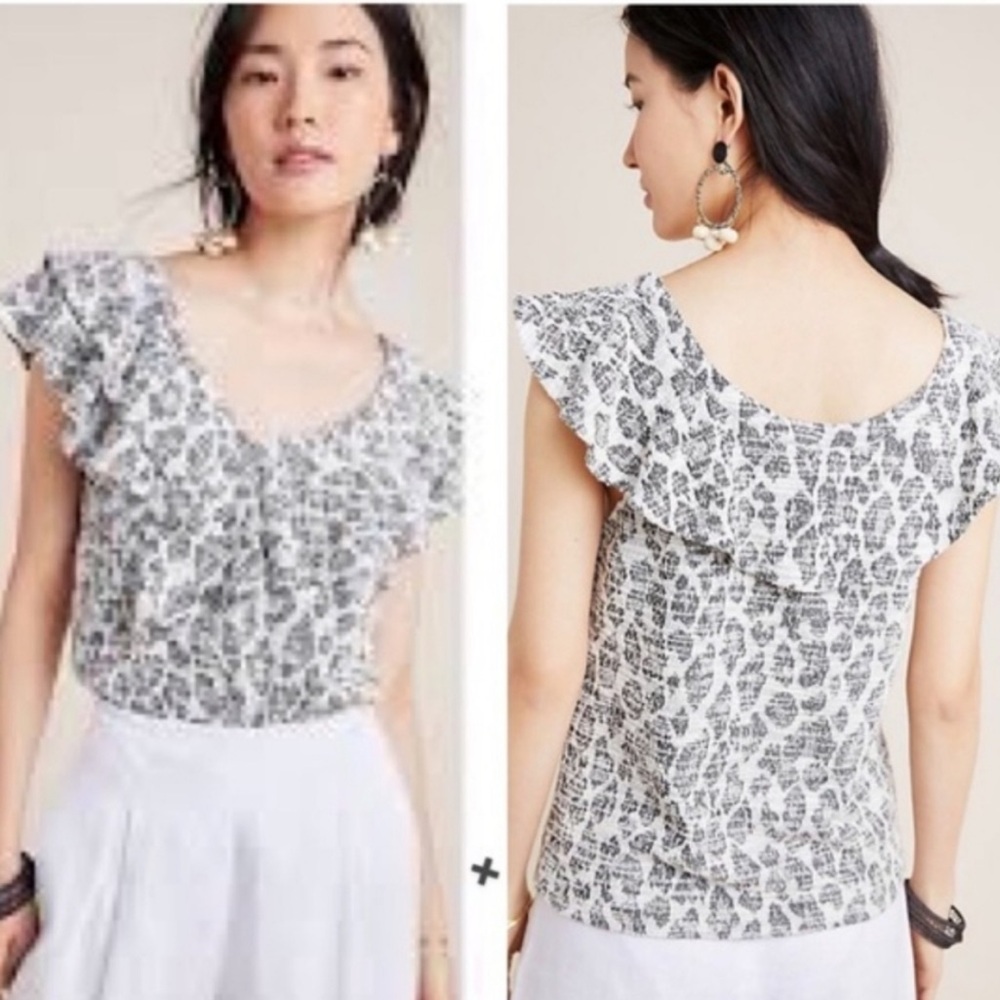 Anthropologie Dolan left coast Savannah  safari print ruffle top‎